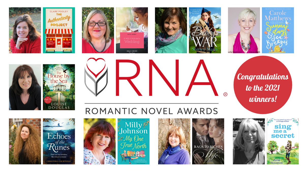 RNAtweets's tweet photo. Congratulations to the winners of the 2021 Romantic Novel Awards! @cpooleywriter @katehardyauthor @shirleymann07 @carolematthews @LouiseDouglas3  @PiaCCourtenay @millyjohnson @CatherineTinley @JulieHouston2 #RomanticNovelAwards https://t.co/DOHfWhCv5b