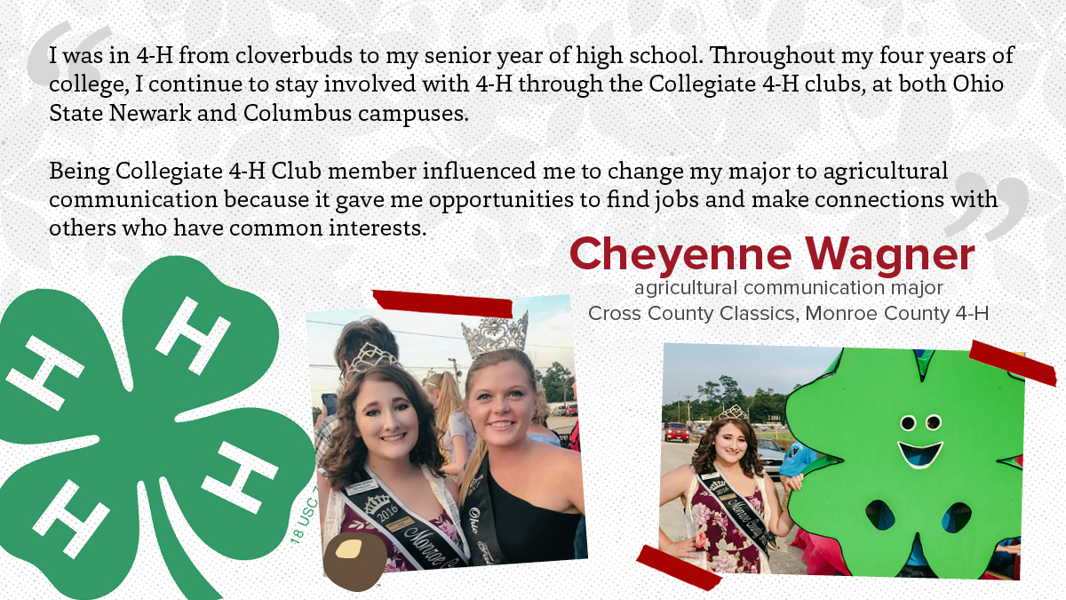 ACELatOSU's tweet image. Cheyenne Wagner turned green and white to scarlet and gray!

An alum of Monroe County 4-H, Cheyenne is an agricultural communication major and has been a member of Collegiate 4-H at the Newark and Columbus campuses.

#Ohio4H #Ohio4HWeek #ACELatOSU #AgComm #CFAES #Collegiate4H