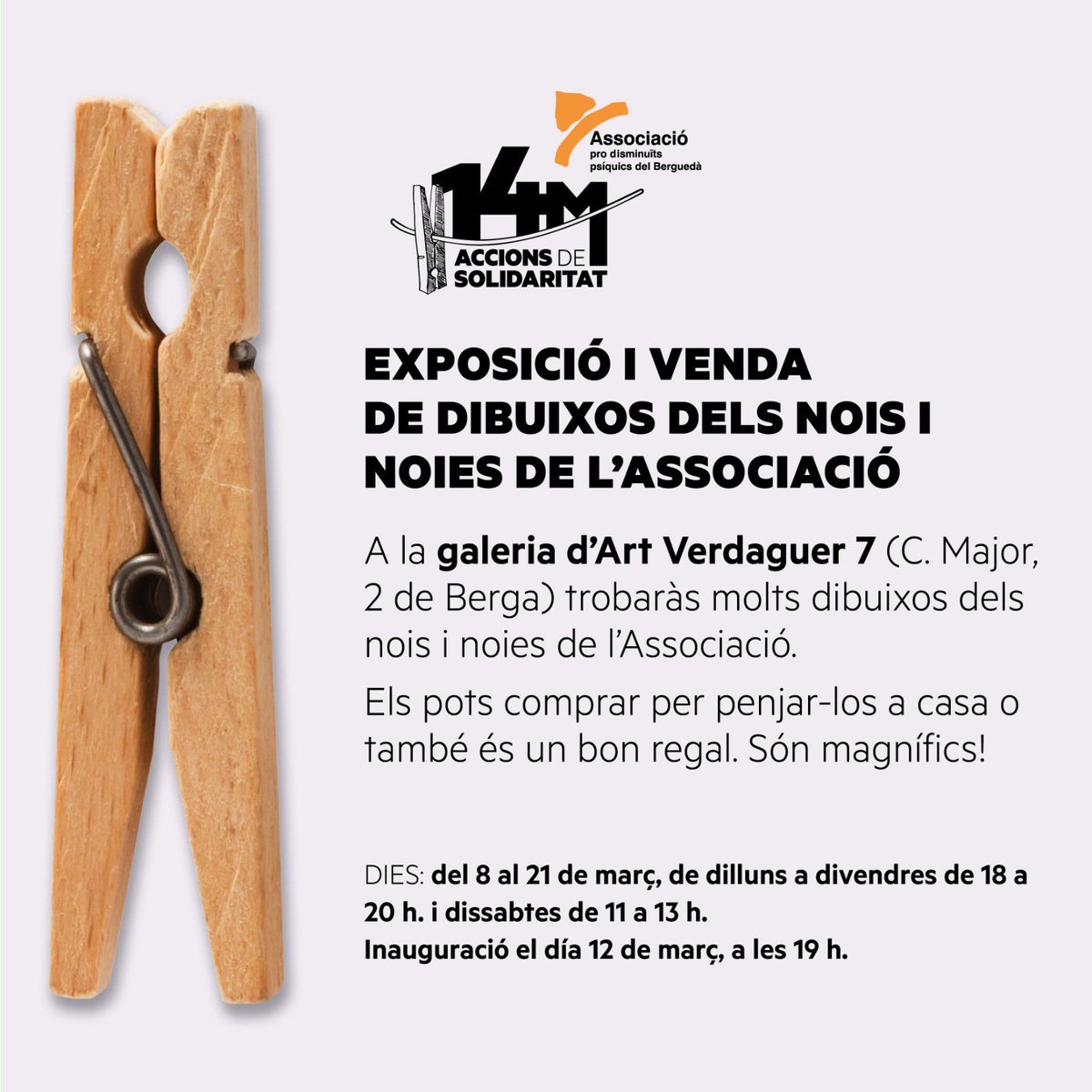 fundaciolallar's tweet photo. EXPOSICIÓ I VENDA DE DIBUIXOS DELS NENS DE L’ASSOCIACIÓ 🖼
A la Galeria Verdaguer 7 del C/ Major de Berga, número 2 trobareu aquesta exposició.
Podreu comprar dibuixos i/o llibretes si voleu, tots SUMEM 👏🏻
🔗 ENGANXA’T 👉🏼 https://t.co/wUSShm6AJS
#ACCION14M #apdpb https://t.co/dQROLLAb7p