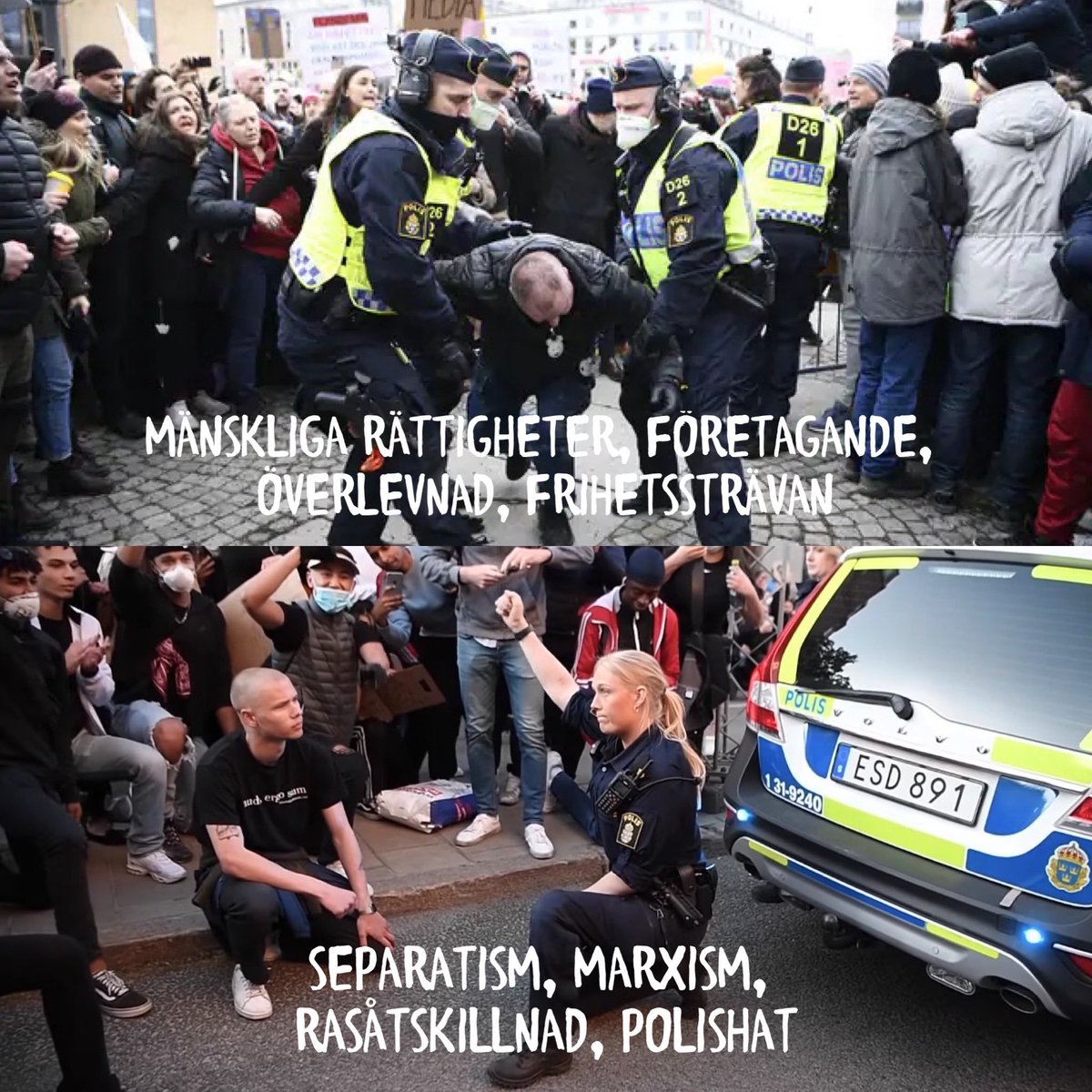 PolitikAurelius's tweet photo. Det är skillnad på demonstration och demonstration https://t.co/1qQAtqcrlb