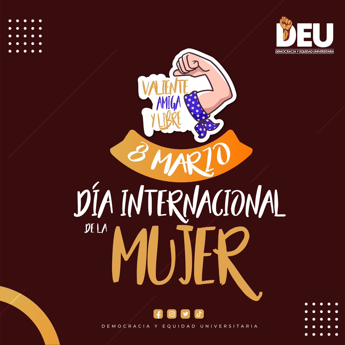 deu_utmach's tweet photo. ¡Enviamos un fraterno saludo a todas nuestras compañeras y autoridades para conmemorar el día este día especial para ustedes! ¡Mujeres valientes e inteligentes! ✊🏼🌼

#Deu #Utmach https://t.co/Mx5wZmkDhz