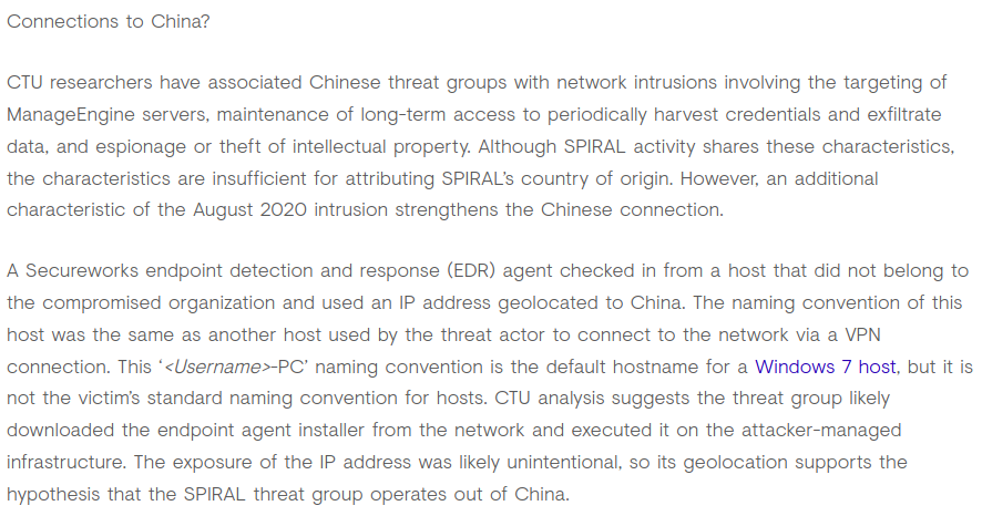 briankrebs's tweet photo. Secureworks: Chinese cyber groups went rooting~around SolarWinds users late last year. Between Aug-Nov 2020 exploited a SolarWinds API authentication bypass flaw (https://t.co/bq1jRFPfOv) and uploaded web shell/backdoor to vulnerable SolarWinds systems. https://t.co/F6V0CqeAMn https://t.co/IbZMK3pbni