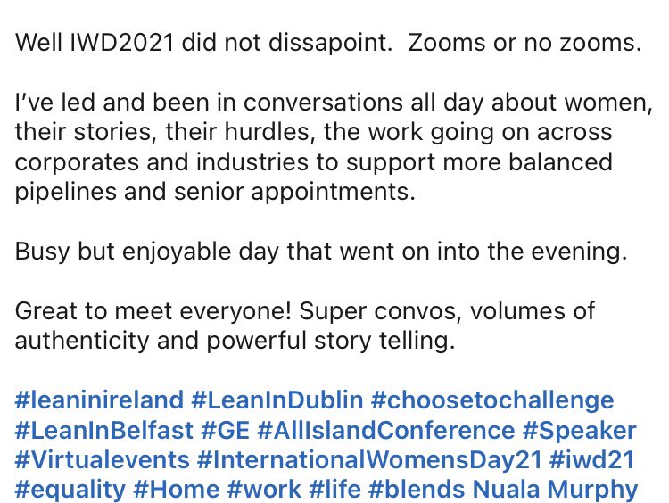 bredamccague's tweet photo. #leaninireland #LeanInDublin #choosetochallenge #LeanInBelfast #GE #AllIslandConference #Speaker #Virtualevents #InternationalWomensDay21 #iwd21 #equality #Home #work #life #blends https://t.co/1Wv4nmt6Fx