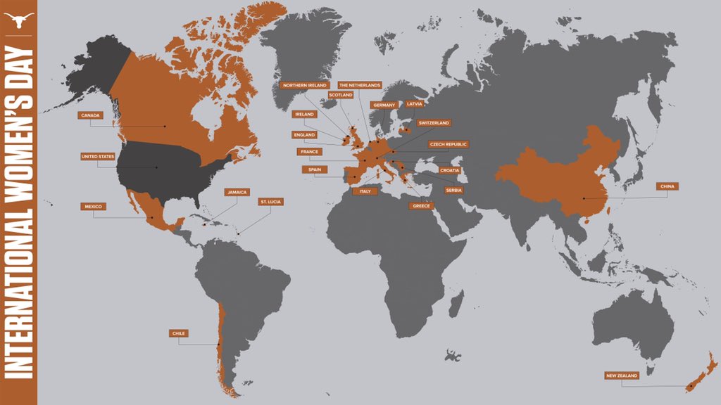 Student-athletes on our women's teams represent 2️⃣3️⃣ different nations 🤘

#HookEm x #IWD