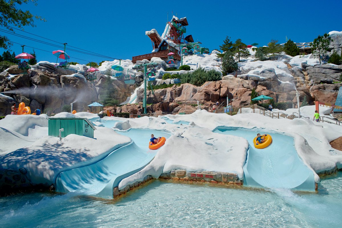 VisitOrlando's tweet photo. How Floridians hit the slopes. Blizzard Beach Water Park is open again @WaltDisneyWorld!

📷 : simonsaysorlando via IG https://t.co/l596mfD3YF
