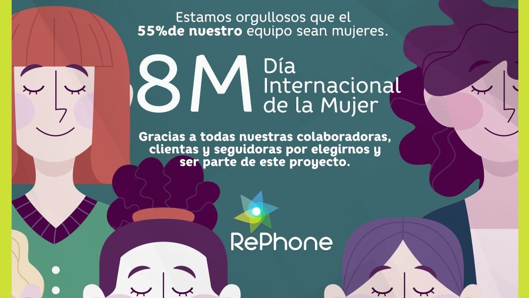 RePhone_chile's tweet photo. En este nuevo #8M #DíaInternacionalDeLaMujer  #8M2021 queremos extender un gran saludo a nuestras clientas y especialmente a nuestras trabajadoras, que forman parte importante de #RePhone. https://t.co/equq4FVnGl