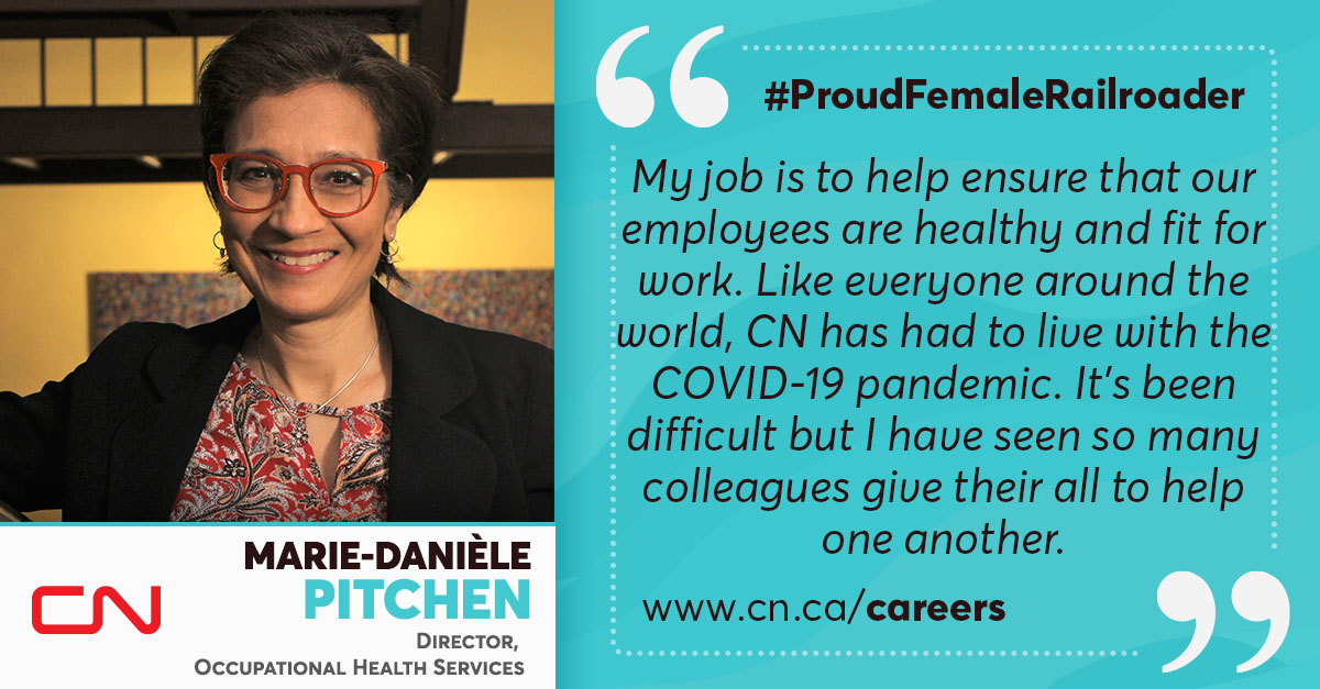 CNRailway's tweet photo. CN is celebrating Women's History Month and International Women's Day by recognizing the accomplishments of our female railroaders. 

Read the story here: https://t.co/pGVB4M8P1i
#ProudFemaleRailroader #IWD2021 https://t.co/54eUbTL4ne