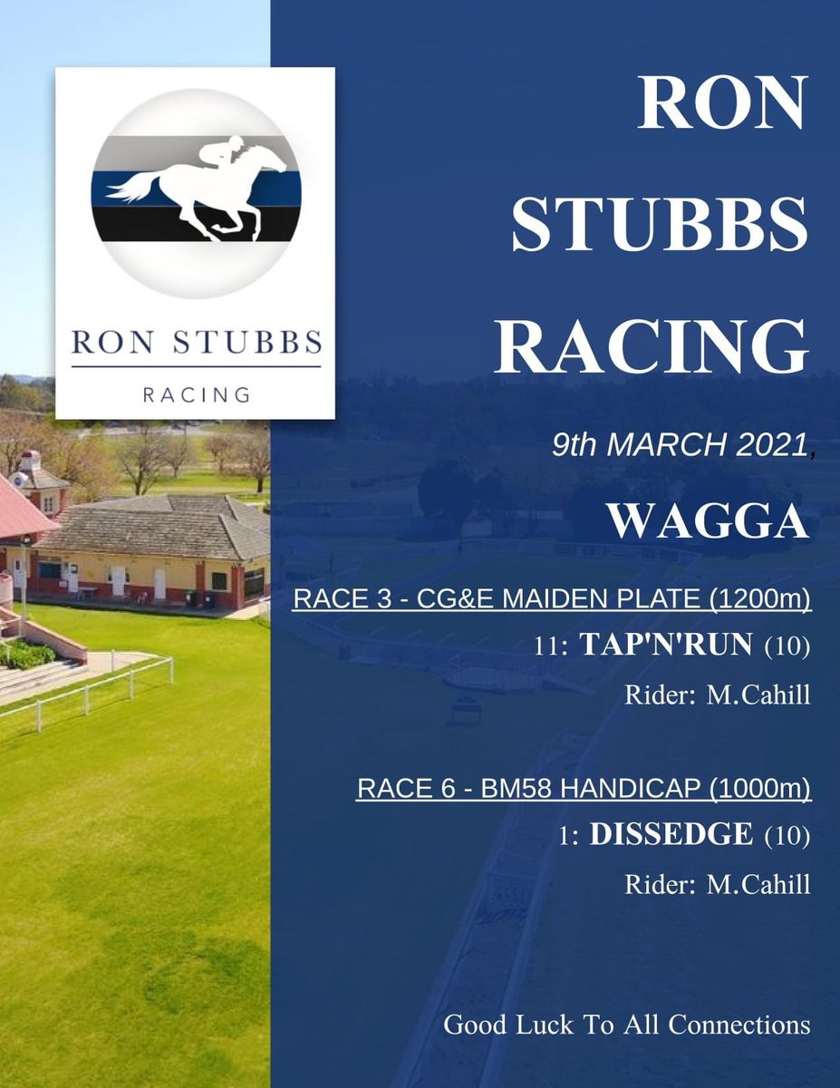 Racing at <a href="/mtcwagga/">MTC Wagga</a> best of luck to connections