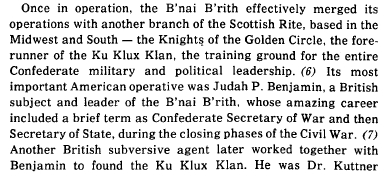 I always used to think the Klan being a basically masonic org was weird, but its not accidental. it was modeled off these groups, and of course the Confederacy had deep ties to these same British elites, who were backing them during the Civil War