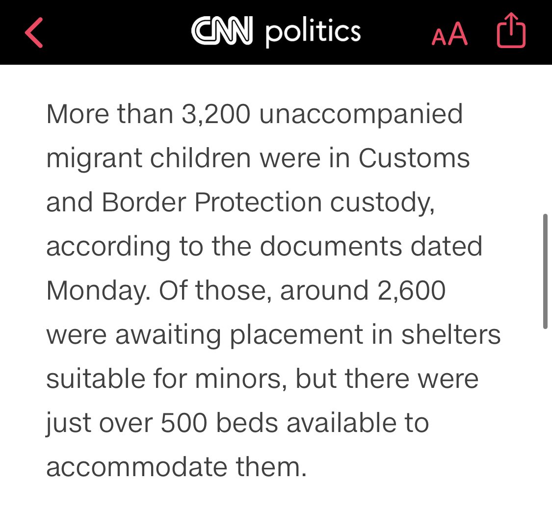 robbystarbuck's tweet photo. Breaking: @CNN says that Joe Biden is putting unaccompanied minors into what are essentially "jail cells" and he has more kids in custody now (3,200) than the Trump Admin did at the peak of the 2019 "crisis" (2,600). Given those facts, why isn’t the media ripping Biden to shreds? https://t.co/woE8jryQKN