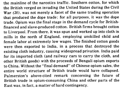 remember the slave trade triangle we learned in school? that's a bit of an oversimplification because you really need to bring in India, and to understand India, you also have to bring in China and opium to really understand how fucked up it was