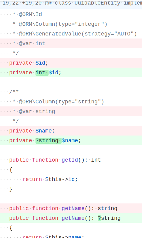 VotrubaT's tweet photo. I love how PHP 7.4 makes Doctrine entities honest about thier real types...

It hurts 😭, but it's true 👍

(From DoctrineBehaviors  bump to PHP 7.4
https://t.co/YFweFqk2zz) https://t.co/fGHEDv5Wqi