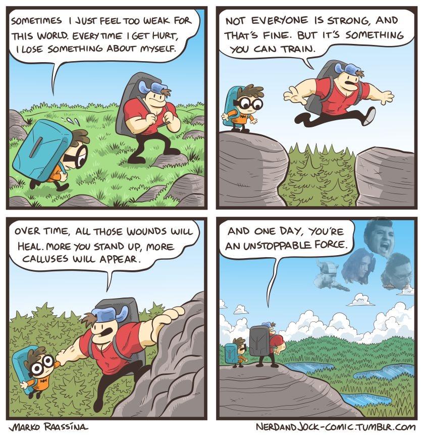 nonstopbandtalk's tweet photo. Does this count as an origin story? #MotivationalMonday 

Original Comic: @MarkoRaassina 
Edit: @eric_martin34 https://t.co/nT8IPkvfno