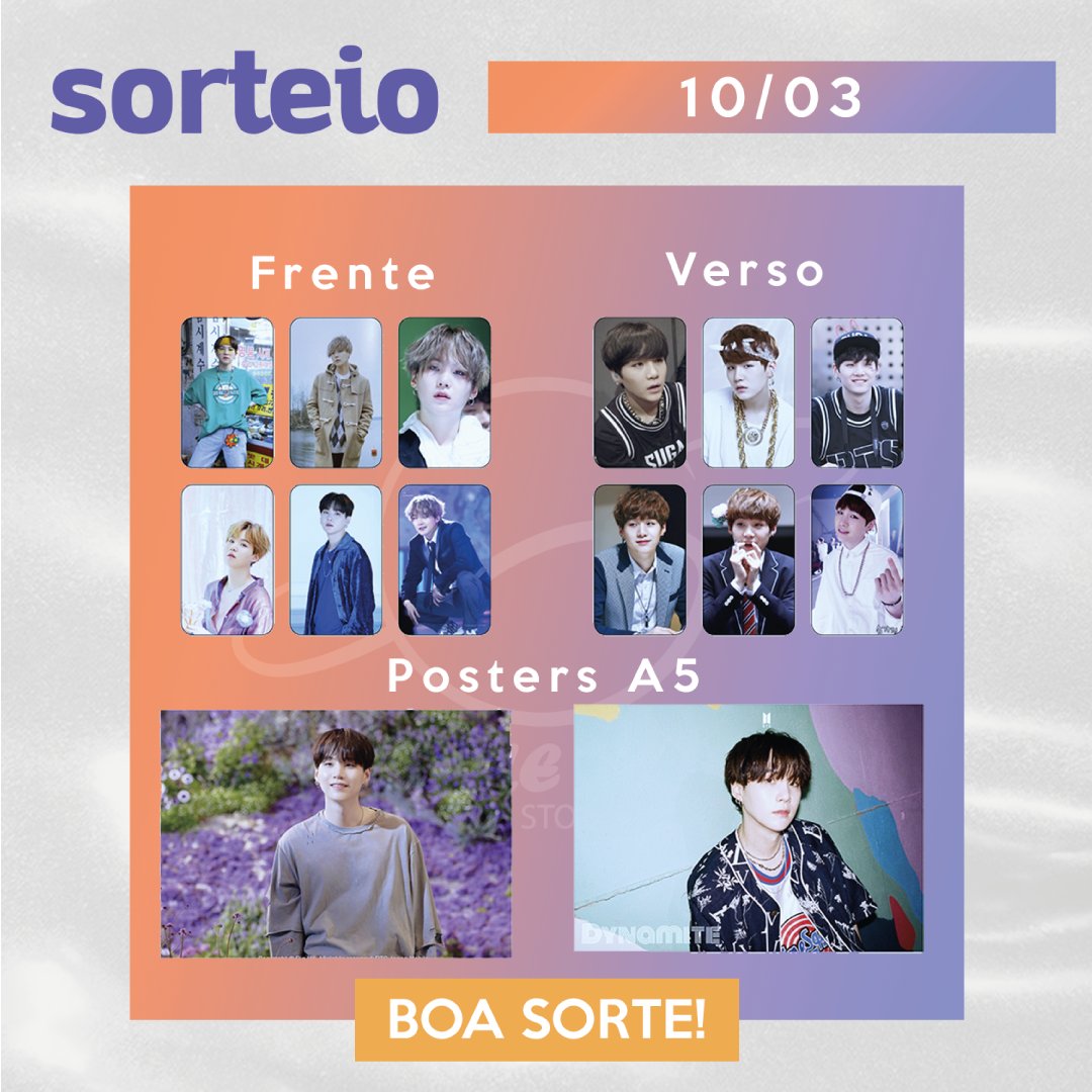 PurpleWStore's tweet photo. 💜SORTEIO - KIT YOONGI B-DAY

🔸REGRAS:
~> Seguir @PurpleWStore e @personawithluv
~> Dar RT e FAV
~> Marcar dois @ + @BTS_twt
~> Preencher o formulário >SOMENTE UMA VEZ!!<

💜Resultado: 10/03 às 20h30

https://t.co/J5S0ZbSexV https://t.co/TXaNtipScG