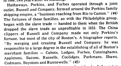 all the syphilitic, pedophilic, evil Boston Brahmins - what passes for old money here in the US. they all had hands in the slave and opium trade