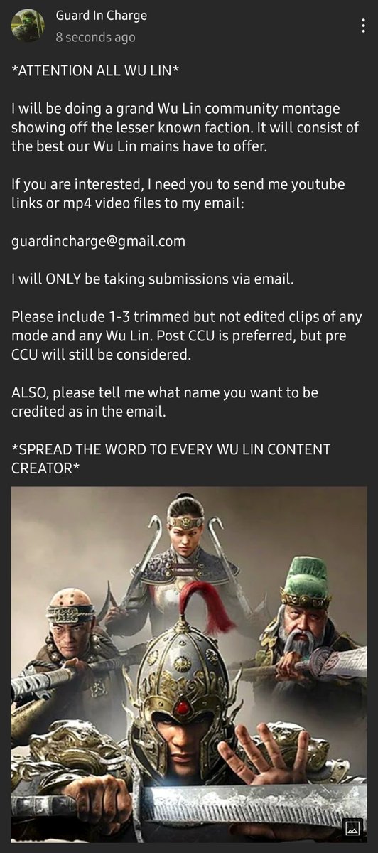 You know whats coming <a href="/ForHonorGame/">For Honor</a> 
#ForHonor
#WuLin