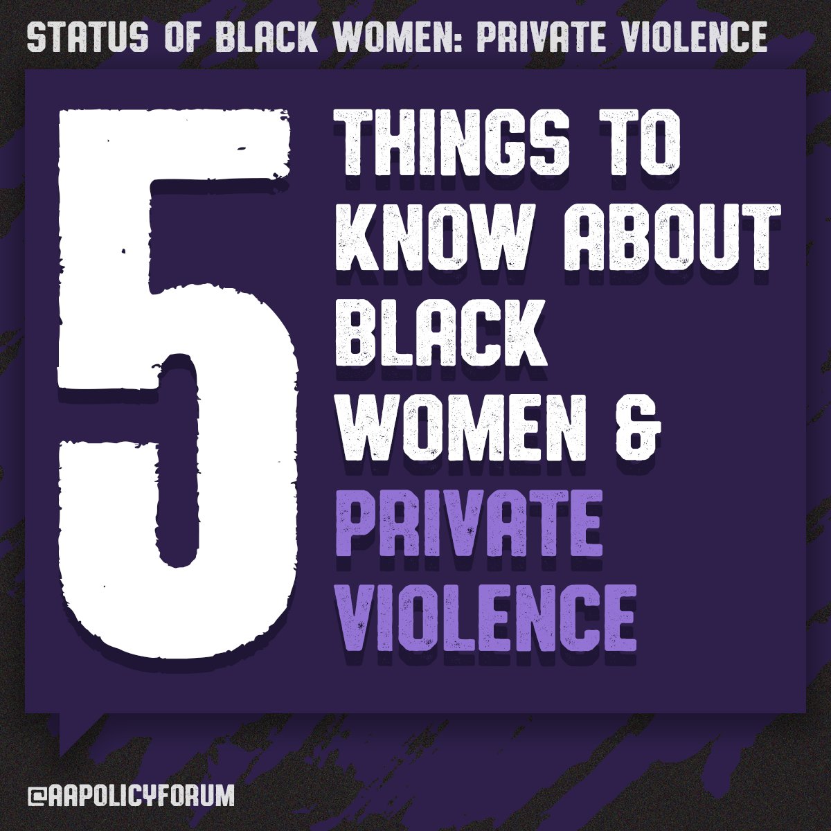 AAPolicyForum's tweet image. Private violence against Black women, girls, &amp;amp; femmes is now a public health crisis. We must center Black women’s experiences of private violence &amp;amp; stress the need for an intersectional response to the threat. 

Here are 5 things to know about Black women &amp;amp; private violence ⬇️