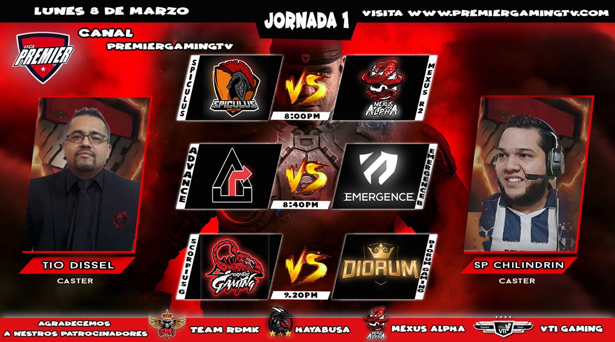PremierGamingTV's tweet photo. Enfrentamientos Lunes 8 de marzo

Tienda en linea: https://t.co/LL8KqjIi0G busca el apartado de LIGA PREMIER y obtén grandes descuentos

Team RDMK
twitter 
@ClanRDMK

Mexus Alpha
Twitter 
@MexusAlpha

Hayabusa
Twitter 
@HYACLAN https://t.co/dr9CnrYhMU