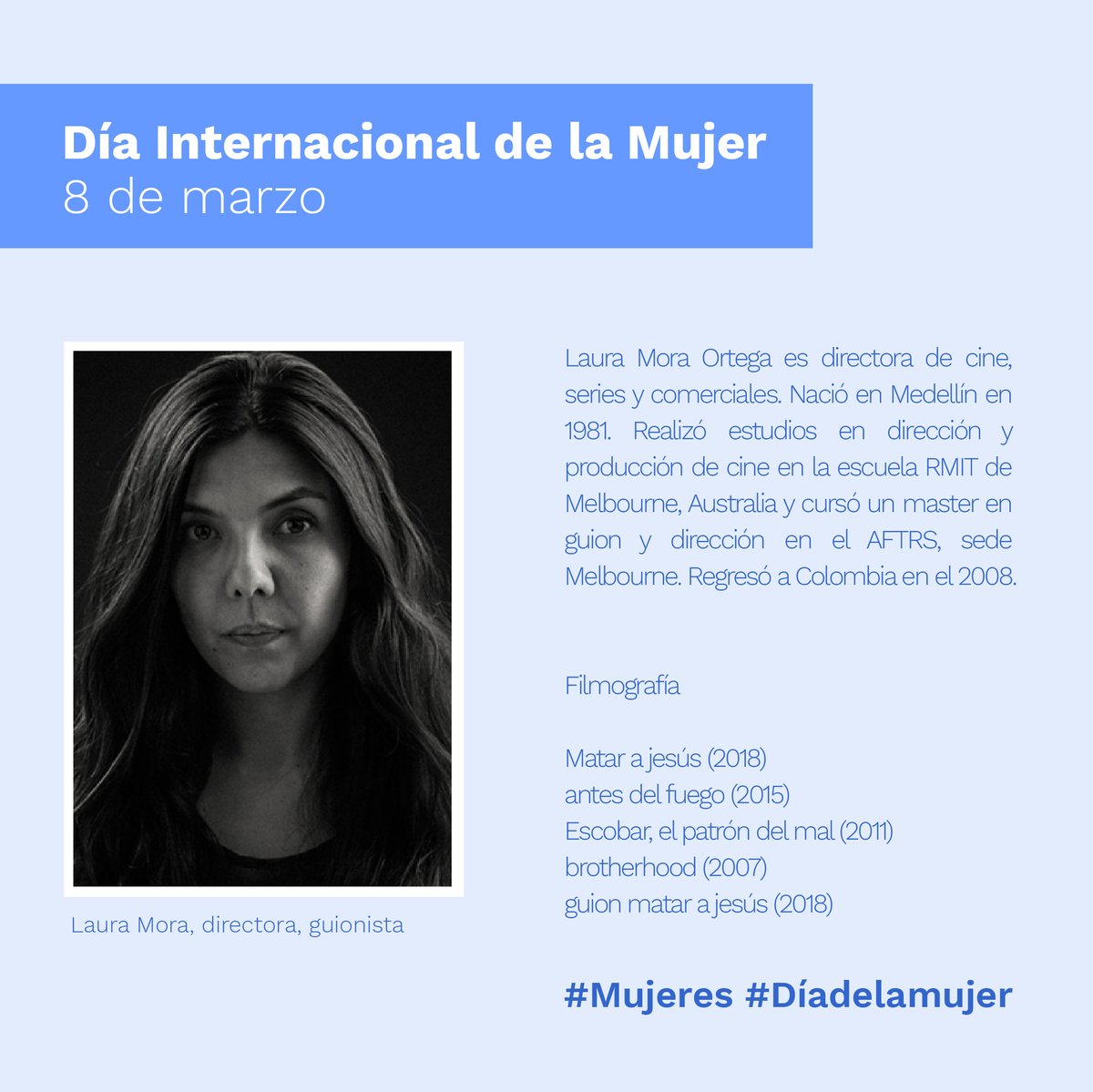 En la conmemoración del #DiaInternacionaDeLaMujer nos enorgullecemos y compartimos algunos exponentes en la dirección y producción de cine en Colombia.

#8M2021