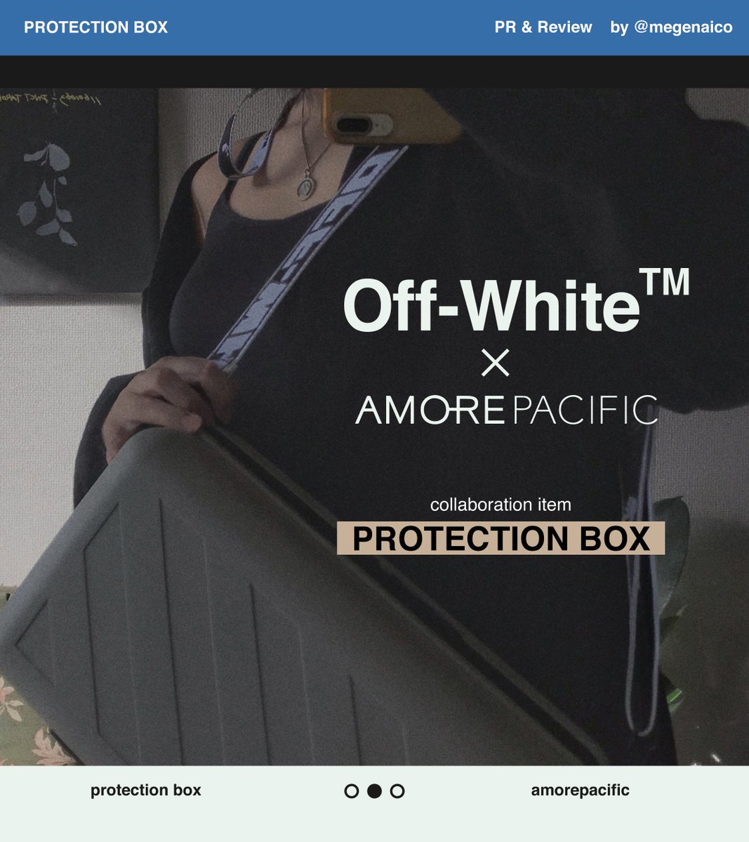 megenaico's tweet image. ✔︎ OFF-WHITE × AmorePacific
コスメアイテムも去ることながら正直ボックスとストラップが超・可愛い＾＾
🛒(利無) : bit.ly/3ea6cmM

#OffWhite
#アモーレパシフィック
#PROTECTIONBOX
#PR
#Qoo10