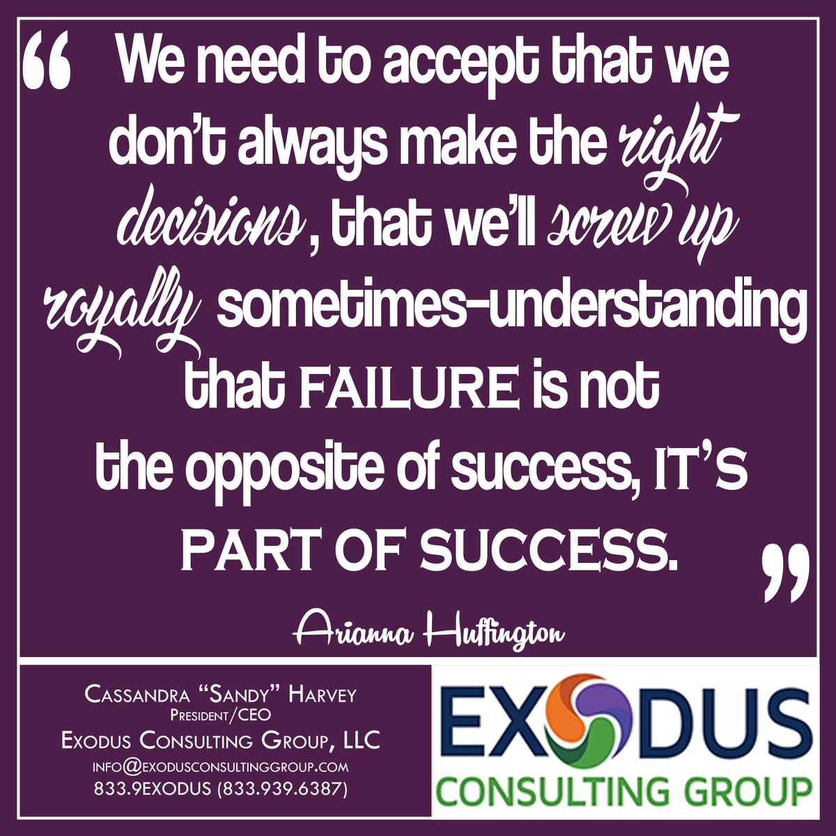 Success requires taking risks. To attempt to live life without making mistakes is uneventful and impossible. 

Lead in reality and with passion. If someone can’t own their mistakes do you really want to follow them?

#motivationalmonday
#fromfailuretosuccess
#theexodusway