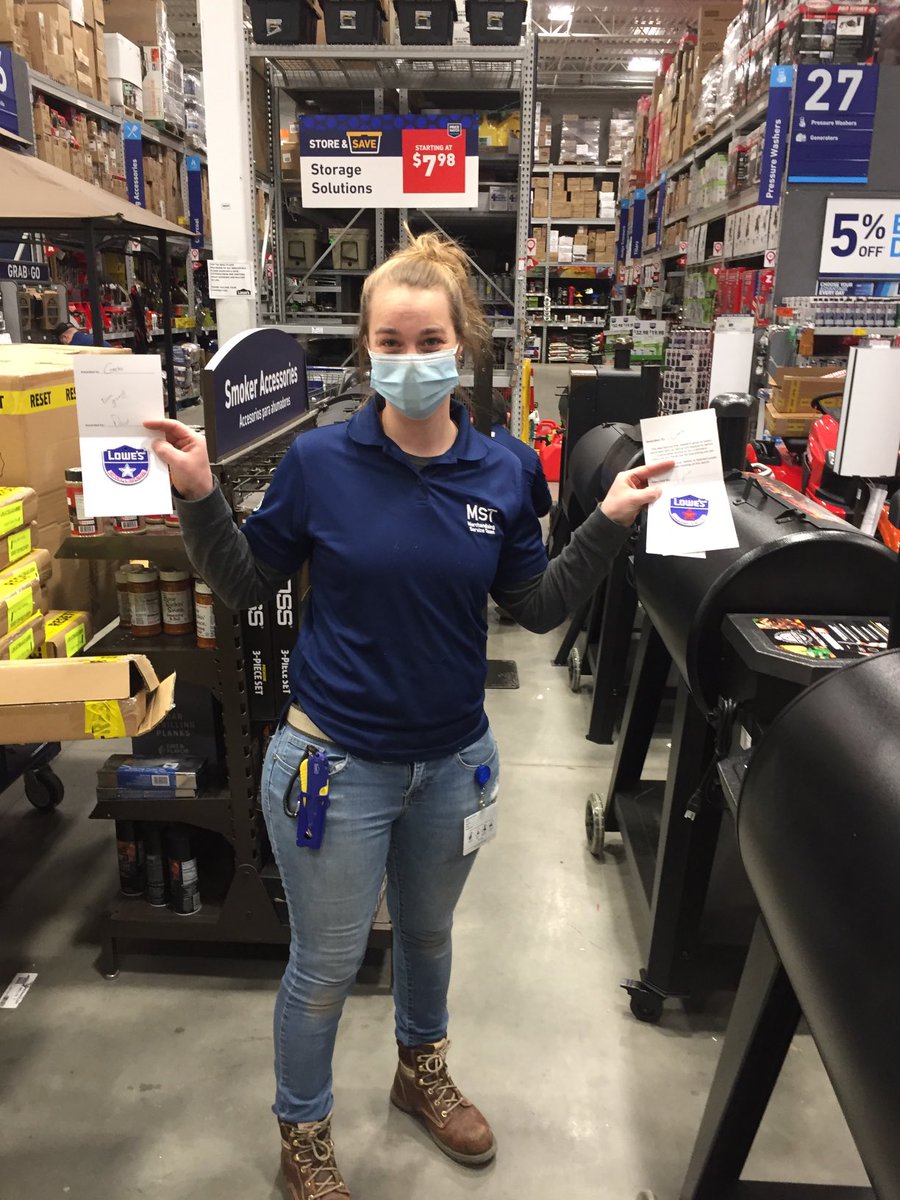 1889Lowes's tweet photo. Greta mst getting a badge with her longevity award. Whoa 😮 she now qualifies for a silver. Get out of here. Great job Greta. #R18SpringHiring @Bracken73P @SanjaPHopper #Allin Best store in the land Milford 1889 https://t.co/DEoaHCuoav