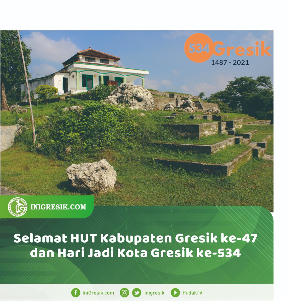 IniGresik's tweet photo. Selamat HUT Kabupaten Gresik ke-47 Tahun dan Hari Jadi Kota Gresik ke-534.
Dengan semangat Gresik Baru semoga Kota Pudak lebih baik lagi.
#inigresik #gresik #latepost #news #exploregresik #gresikhits
#kabargresik
#gresiknews #berita #wisatagresik
#HUTGresik #Gresik534 https://t.co/5shbDhU2Dr