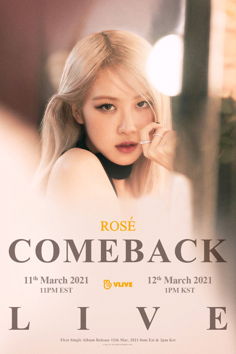 #ROSÉ -R- COMEBACK LIVE #로제 #BLACKPINK #블랙핑크 #COMEBACKLIVE #March11th_11pmEST #March12th_1pmKST #Vlive #FirstSingleAlbum #March12th_0amEST #March12th_2pmKST #RELEASE #YG