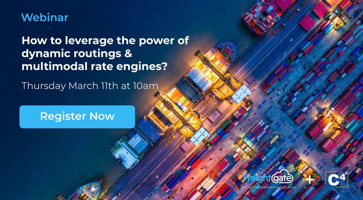 Register today for our webinar in 3 days on "How to leverage the power of dynamic routings and multimodal rate engines" #freightgate #cargochief #supplychain #supplychainmanagement #dynamicfreightroutings

freightgate.net/the-power-of-d…