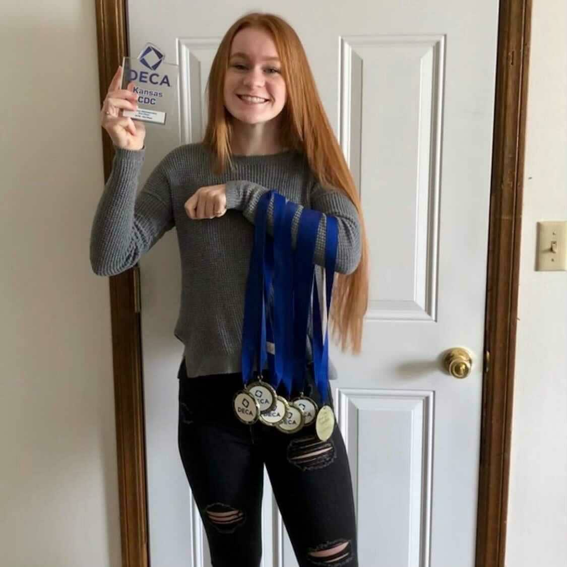 WEDECA's tweet photo. Congratulations to our president, Gaby, for winning the CTE Pathway Award for the Marketing Pathway! #WeDECAtogether #WPSproud #NextLevelDECA ✈️🔷💙 https://t.co/lKX9gpfzlT