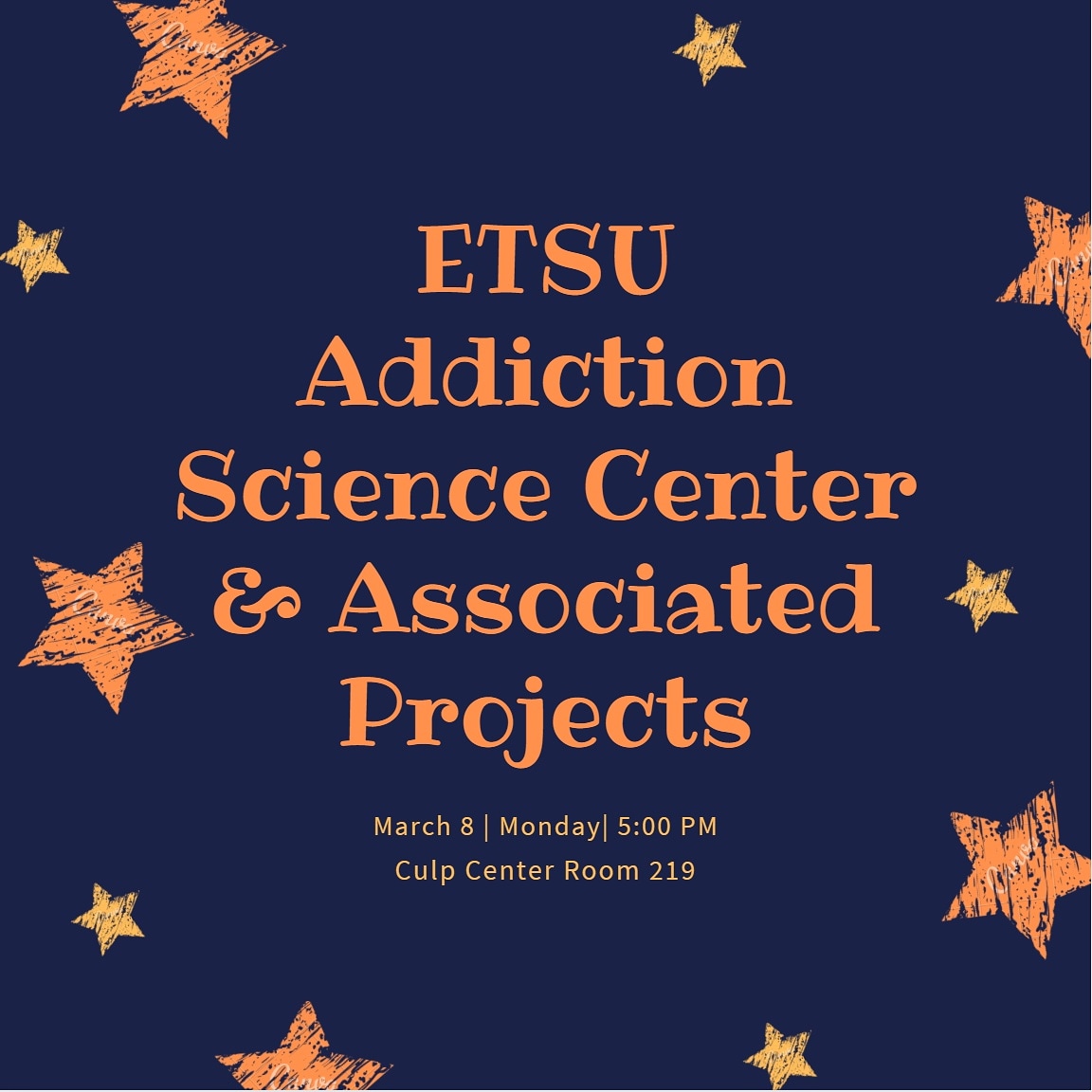 Dr. Robert Pack from <a href="/ETSUCPH/">ETSU Public Health</a> will be stopping by on Monday, Mar. 8 to talk about the Addiction Science Center and more. Join us in the Culp Center or via zoom.