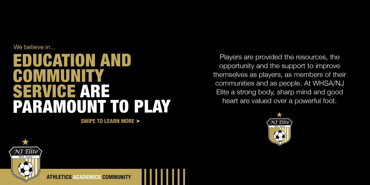 We believe in... EDUCATION AND COMMUNITY SERVICE ARE PARAMOUNT TO PLAY #corevalues #njelitesoccer #NJsoccer