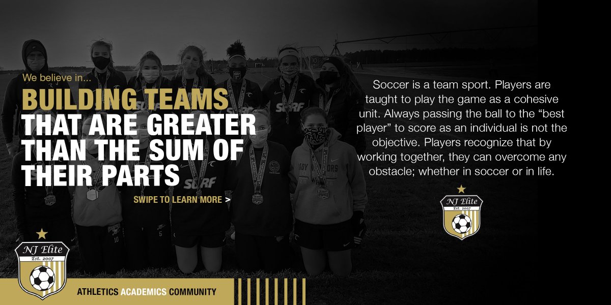 We believe in... BUILDING TEAMS THAT ARE GREATER THAN THE SUM OF THEIR PARTS #corevalues #njelitesoccer #NJsoccer