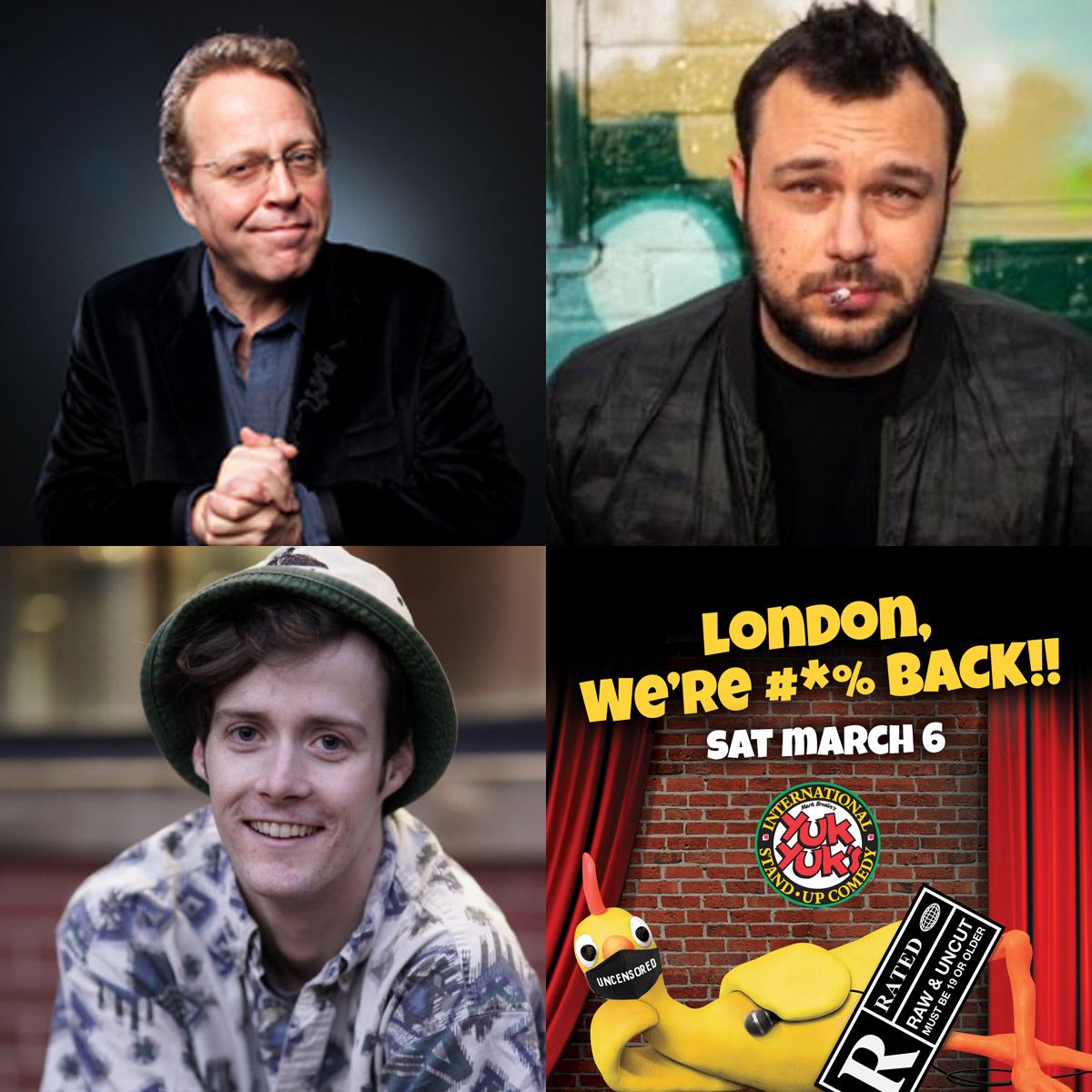 Yuk Yuk’s London is &amp;*% BACK SAT at 8PM
Capacity is limited. Get Your Tickets &amp; support standup comedy ➡️ bit.ly/3kdzuQY

⭐️ Headliner - Mike Wilmot <a href="/mikewilmot1/">Mike Wilmot earthling 💙</a> 
😆 Middle - Aaron Stephenson 
🎤 MC - Ben Bankas <a href="/BenBankas/">Ben Bankas</a>
.
<a href="/yukyuks/">Yuk Yuk's</a> <a href="/tourism_london/">Tourism London 🇨🇦</a> <a href="/WesternFair/">WesternFair District</a>