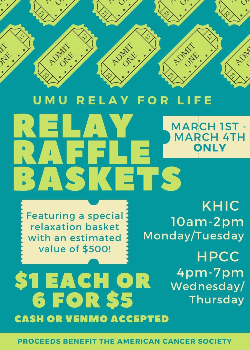 RelayRaiders's tweet photo. Happy Monday, Raiders! This week is the start of our Relay month! This week is raffle baskets! We have 9 different baskets that we are raffling! Come see us in HPCC and KHIC! Previews of the baskets will be posted below! 💜 https://t.co/uIrraZ5g3e