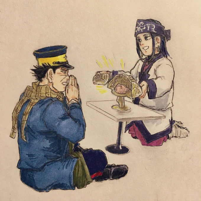 ト●ビアの泉のアレに入れてお祝いするアシリパさん 