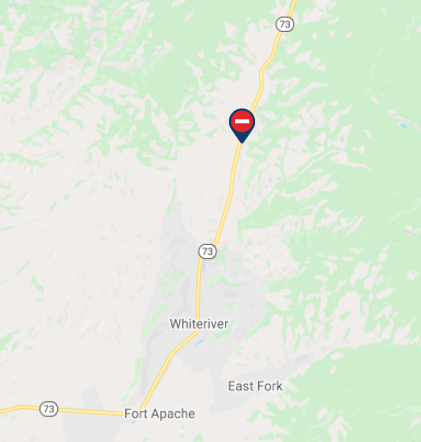 ArizonaDOT's tweet photo. SR 73 NB, MP 346 (near Whiteriver): The road is closed, due to a crash; there's no estimated time to reopen. #SR73 #WhiteriverAz #aztraffic
Don't let unplanned incidents surprise you ‒ get the free ADOT Alerts app now: https://t.co/xwuQXFKEP1 https://t.co/COevd0GR3K