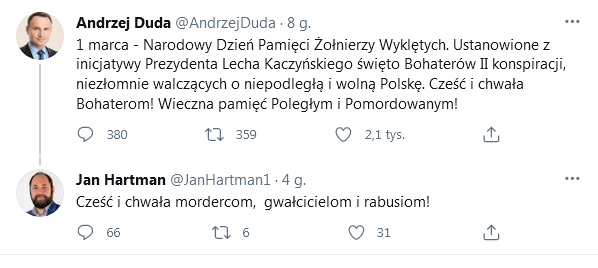 mar_watrobinski's tweet photo. Markusz i Hartman popisują się takimi prowokacjami. W reakcji część osób w sposób chamski i niedopuszczalny publicznie komentuje te prowokacje. Potem wchodzi pan Bilewicz albo redaktor GW "cały na biało" i oskarża Polaków o "mowę nienawiści" i "antysemityzm".
I tak to się kręci. https://t.co/7bHcT6C9oI
