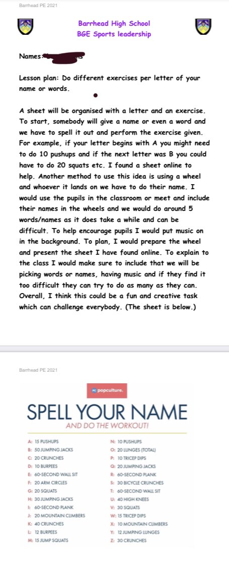 We decided to bring our BGE sports leadership block online and the young people have given some excellent ideas for online lessons. Looking forward to them taking the lead over the next few lessons. @Barrheadpe #RaiseTheBarr #PupilsLeadingLearning #OnlineLeadership