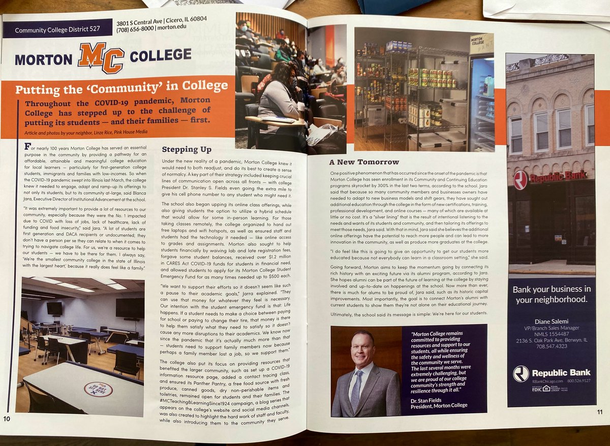 Linze Rice (@linzerice) on Twitter photo I spoke w/<a href="/mortoncollege/">Morton College</a> for the latest edition of <a href="/WhyBerwyn/">Berwyn, Illinois</a>’s Berwyn Magazine about how it has stepped up for the community & its students during the pandemic—many of whom are first-gen college students. “We’re the smallest community college in the state of IL w/the largest ❤️” I spoke w/<a href="/mortoncollege/">Morton College</a> for the latest edition of <a href="/WhyBerwyn/">Berwyn, Illinois</a>’s Berwyn Magazine about how it has stepped up for the community & its students during the pandemic—many of whom are first-gen college students. “We’re the smallest community college in the state of IL w/the largest ❤️”
