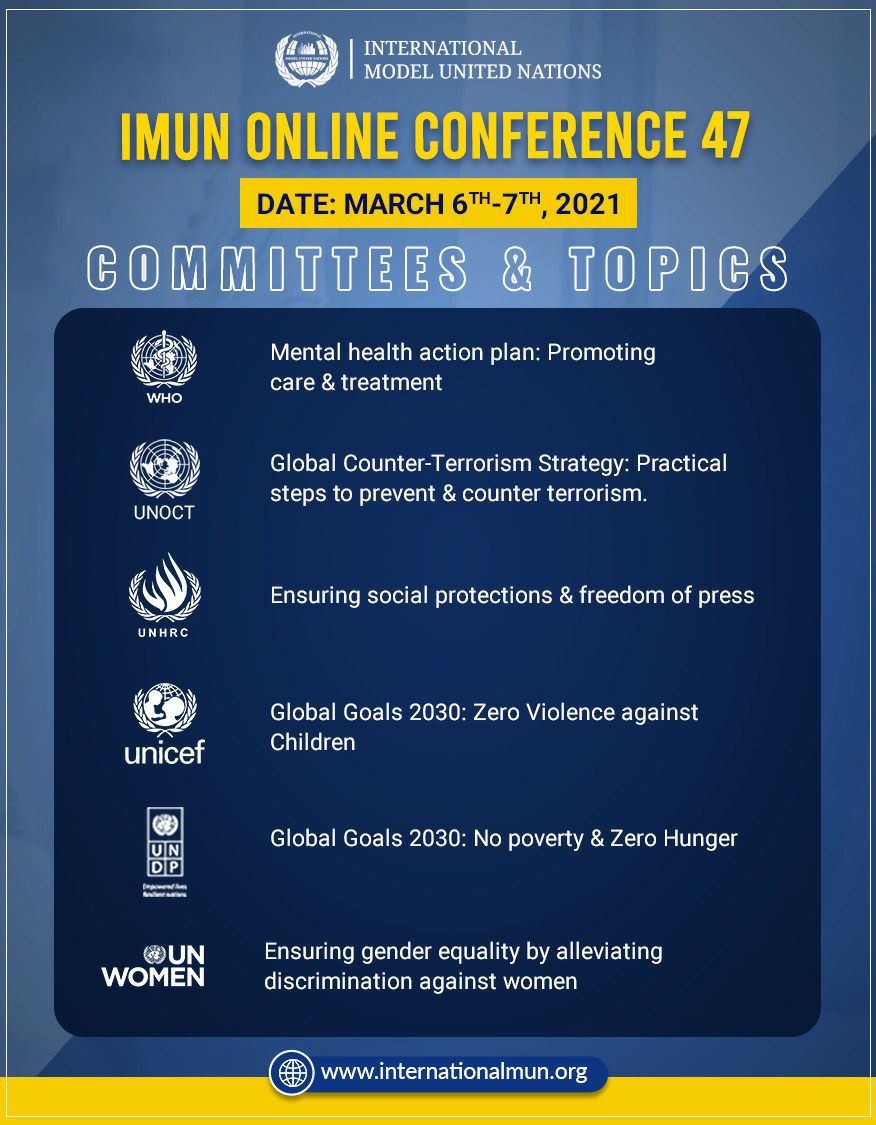 Kudostic's tweet image. Thank you for your appl
. Click on link to apply internationalmun.org/RegistrationFo…
🔴Dates: 6 &amp;amp; 7 March
#InternationalMUN #mun #imun #modelunitednations #imun2020 #youth #globalopportunity #opportunity #conference #international #internationalconference #diplomacy #leaders #youngleaders