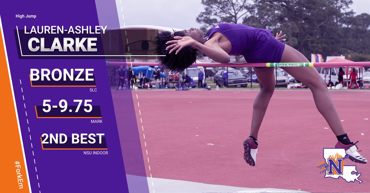 Two medals, three events scored. Lauren-Ashley Clarke has had a pretty good championships.

One program record in the TJ and NSU's second-best indoor mark in the HJ.