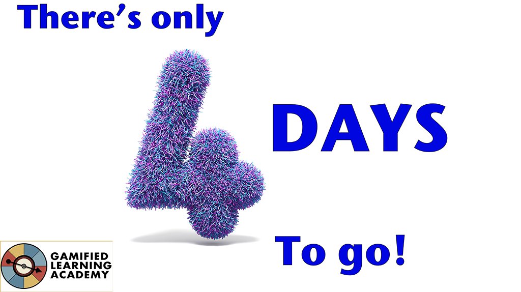 sententiagames's tweet photo. There's only 4 DAYS TO GO until we launch the MOST COMPLETE SOURCE for turbo-charging your training, the GAMIFIED LEARNING ACADEMY! Courses, mentors, recordings, all of the things you need to get your training GAMING! Get ready! https://t.co/yhiahptSzU