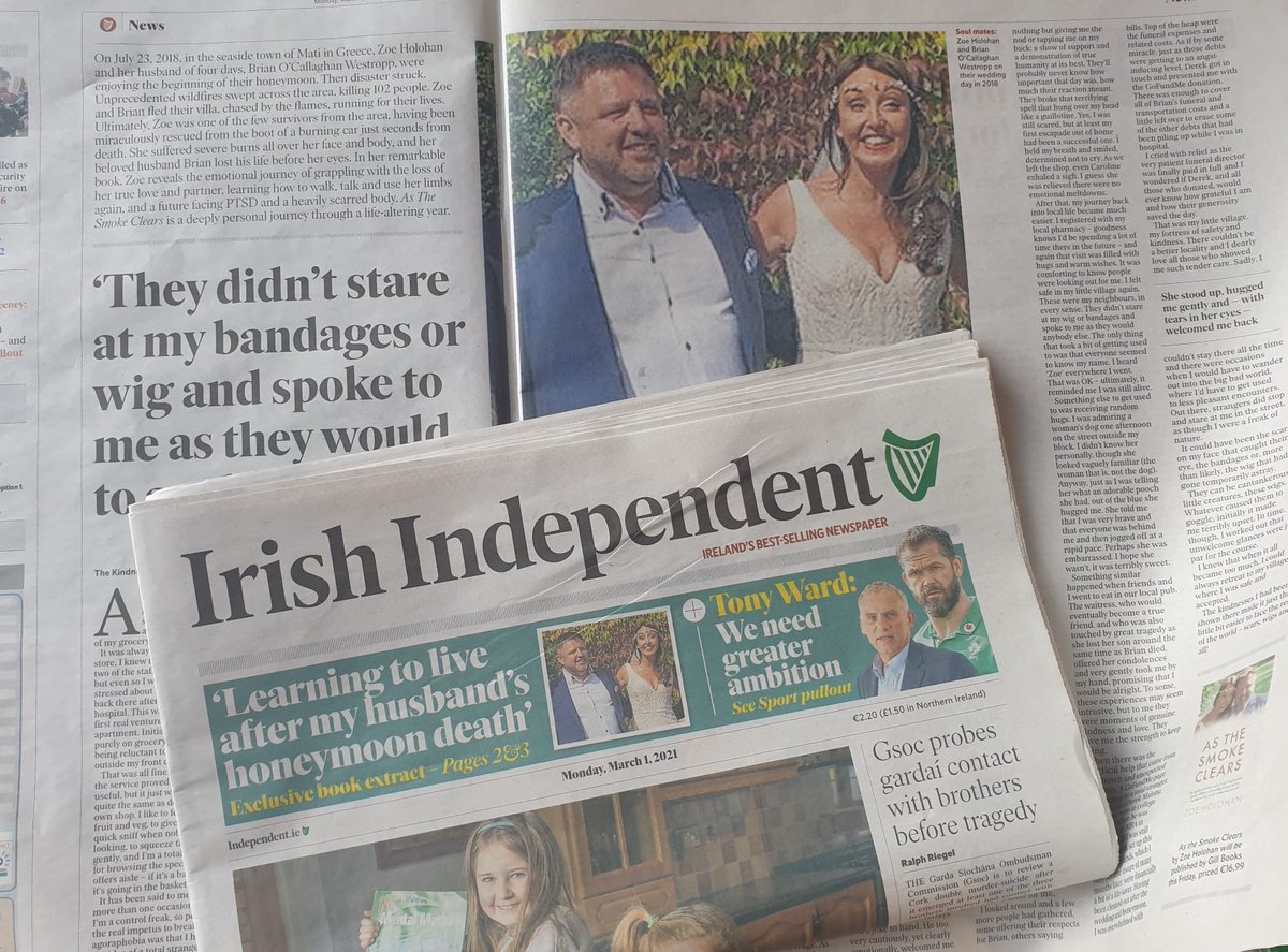 HolohanZoe's tweet photo. A little excerpt from 'As the Smoke Clears' in today's Irish Independent. Good to share happier moments like the incredible kindness I experienced from friends and strangers alike, when I finally stepped out into the real world once more @Independent_ie #kindnessofstrangers https://t.co/L4vilNYIE4