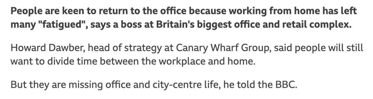 rivkahbrown's tweet image. I will never understand @BBCNews reports like this – built entirely around a single soundbite from a banker/landlord/boss [delete as appropriate], with the only evidence in the report entirely disproving their point, but buried right at the bottom.

Who does this serve, exactly?