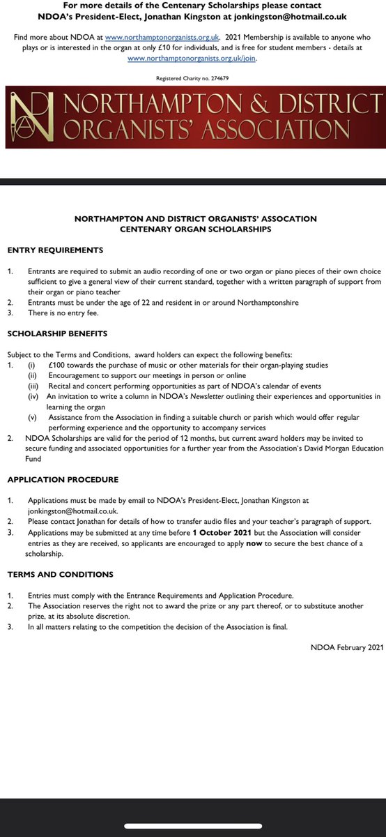 Details here of a brand new set of Organ Scholarships specifically aimed at student beginners. RT and share please! @jonkingston <a href="/NMPATrust/">NMPAT</a> <a href="/RCO_Updates/">RCO</a> <a href="/NtonBach/">Northampton Bach Choir</a> <a href="/DRETmusic/">DRET Music</a> <a href="/MAAcademyMusic/">MAA Music Department</a> <a href="/StMatthewsMusic/">St Matthew's Choir</a> <a href="/MusicAllSaints/">Music at All Saints</a>