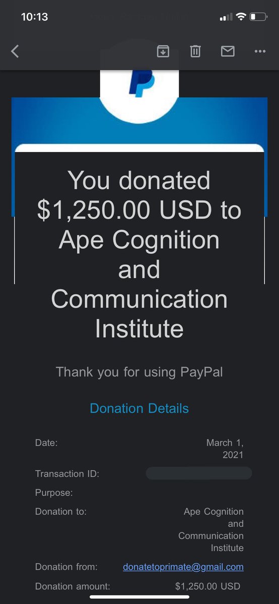 We just made our donation of $1,250 to <a href="/ApeInitiative/">Ape Cognition and Conservation Initiative</a> — the total funds raised during the month of February for Bonobo Month, thanks to all of YOU! 

♥️♥️♥️
