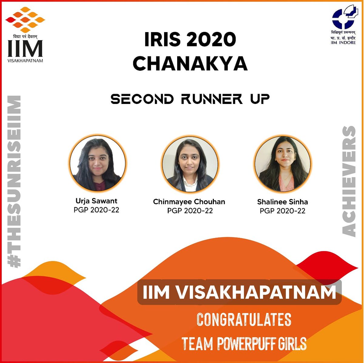 IIM_Vizag's tweet photo. We are proud to share that three of our students have secured the second runner-up position in Chanakya, a national level business consulting case study challenge organized by IIM Indore @IIM_I
#IIMVisakhapatnam #IIMV #TheSunriseIIM #Achievement #CaseStudyChallenge #Business https://t.co/Z0JFXBElu1