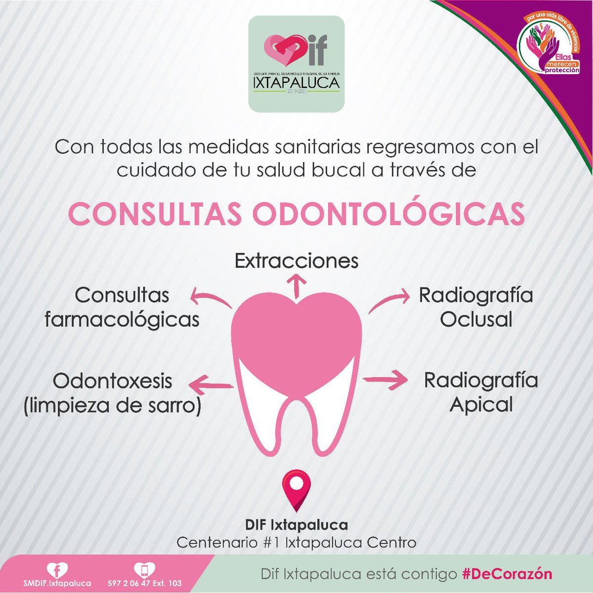 En #DIFIxtapaluca vuelven las consultas odontológicas con todas las medidas sanitarias. 🦷❤️ #DeCorazón