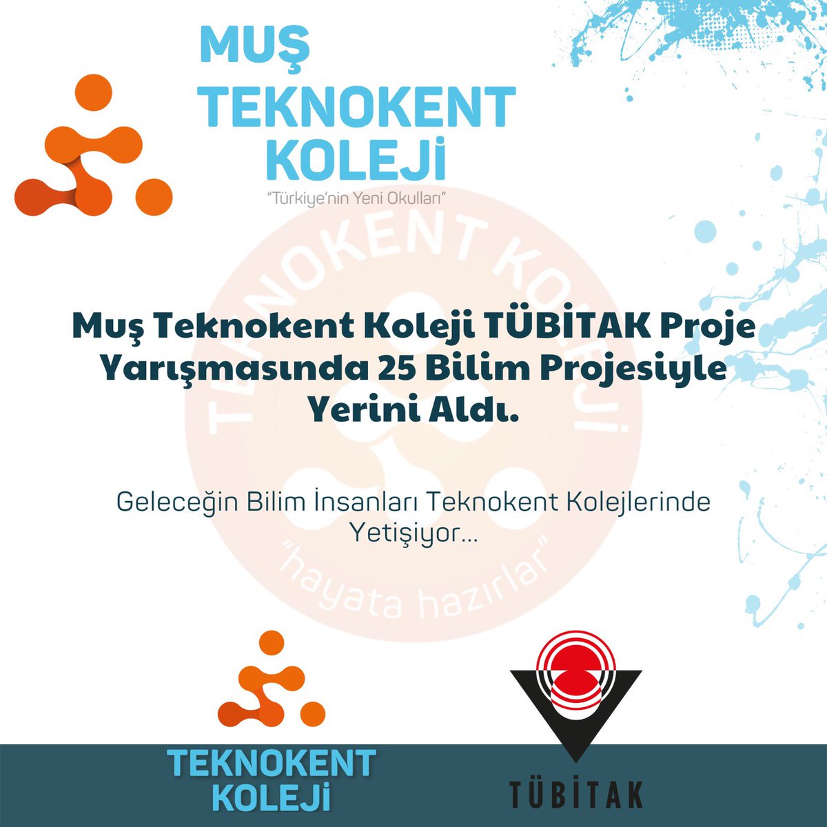 Muş Teknokent Koleji proje uzmanları, öğretmenleri ve öğrencilerini tebrik ediyor,başarılarının devamını diliyoruz. Bilim ve teknolojinin buluştuğu Teknokent Kolejlerinde her zaman bir adım öndesiniz.
#hayatahazırlar #Turkiyeninyeniokulları 
#geleceginteknolojisi
#geleceğinokulu